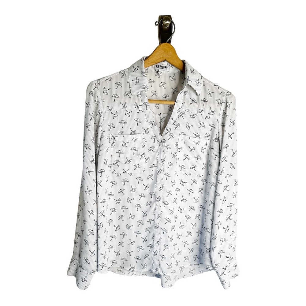 Express Portofino shirt umbrella print size small roll tab long sleeves